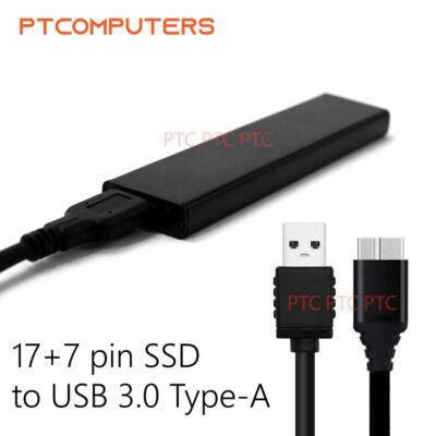 17+7 pin to USB 3.0 SSD converter adapter enclosure for Apple 2012 Macbook Pro A1398 MC975 MC976 SSD, Macbook Air MD224 MD223 MD231 MD232 SSD [Black, Aluminium]