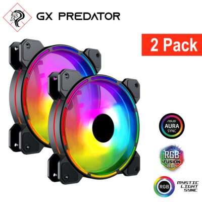 2 Pack triple light ARGB LED Fan computer PC Gaming case Cooling CPU Cooler 120mm