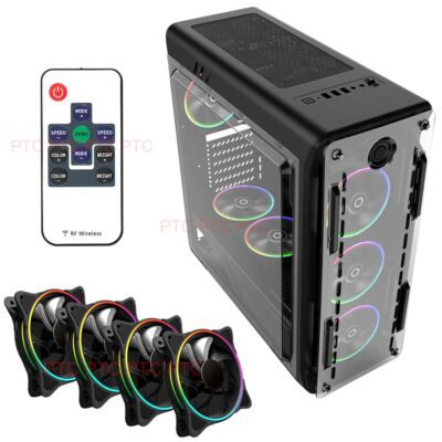 Gaming Tower Case Optical GX ATX Computer PC Case 4x RBG fan wireless controller