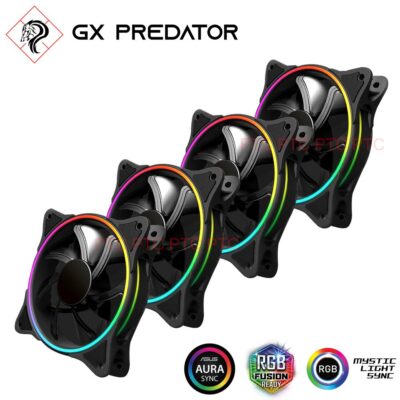 4 Pack GX Predator Dual Light RGB LED PWM Fan computer PC case CPU cooling 120MM