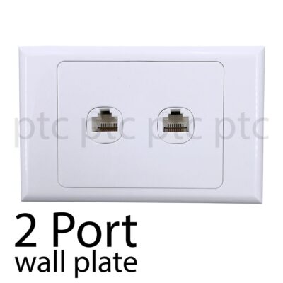 2 Port Network Data Wall Plate Socket Cat6 Cat5 Ethernet WallPlate Kit Punch Down