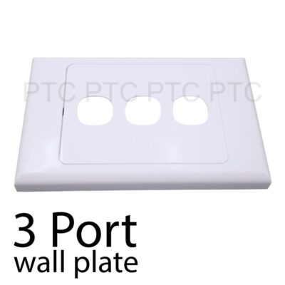 3 Port Wall Plate Cover Custom Suit Mech Insert Clipsal Style White AU