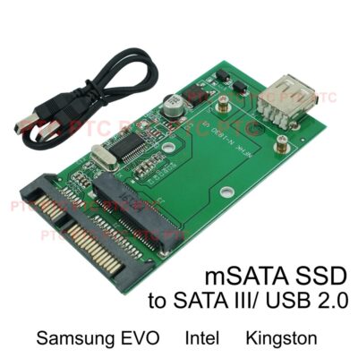 mSATA SSD to SATA III 22pin & USB 2.0 Combo adaptor