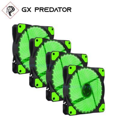 4x 120mm LED Ultra Silent Cooling Fan Computer PC Case heatsink 15 LEDs 12V -Green