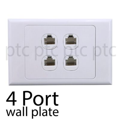 4 Port Network Data Wall Plate Socket Cat6 Cat5 Ethernet WallPlate Kit Punch Down