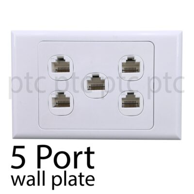 5 Port Network Data Wall Plate Socket Cat6 Cat5 Ethernet WallPlate Kit Punch Down
