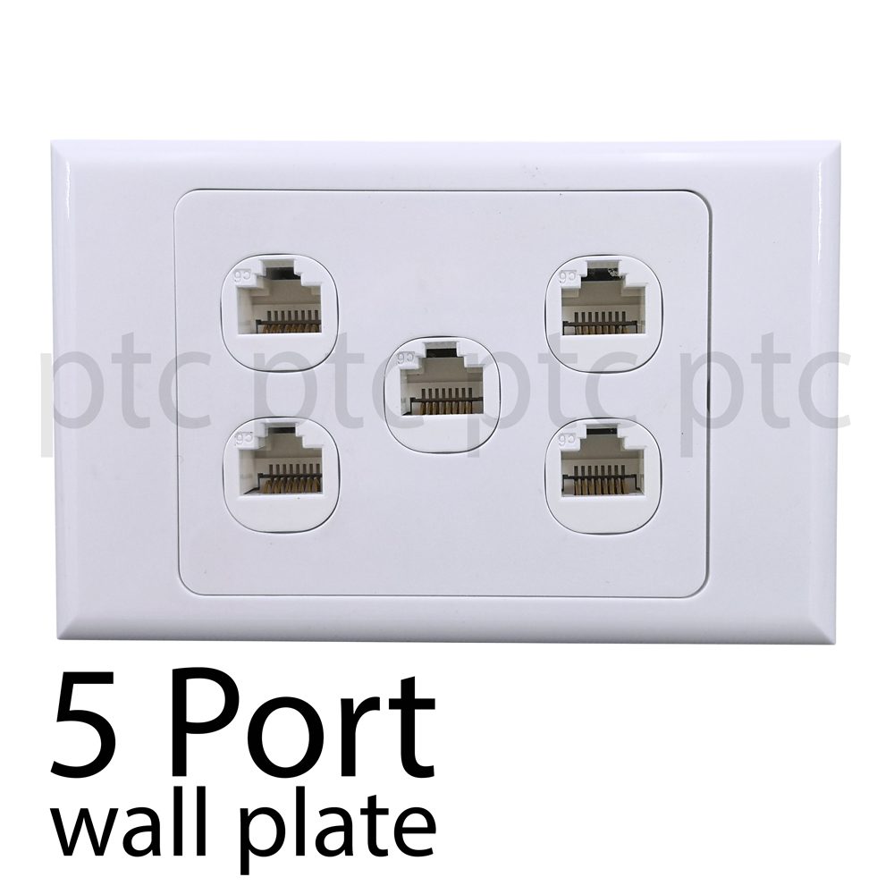 Ethernet Wall Plate HTTX White 4-Port CAT6 Wall Plate with Removable F/F RJ45 Punch Down Keystone Jack Inserts 