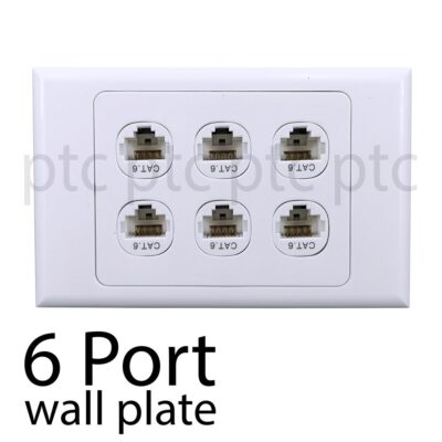 6 Port Network Data Wall Plate Socket Cat6 Cat5 Ethernet WallPlate Kit Punch Down