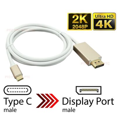 1.8m USB 3.1 Type C to Display Port DP 2K/4K Video Adapter Converter Cable