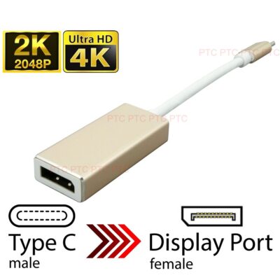 USB 3.1 Type-C to Display Port Female 4K/2K Video Convertor Adaptor Cable
