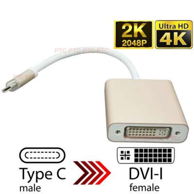 4K/2K UHD USB 3.1 Type-C to DVI Female Video converter Adaptor Cable