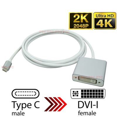 1.8M USB3.1 Type-C to DVI Female 4K*2K Video Cable For Apple Macbook 2015 2016 MAC Pro
