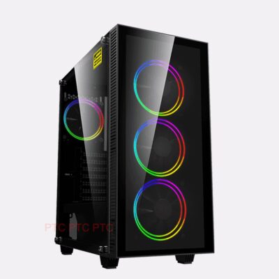 Mid Tower gaming case Draco ATX mATX ITX Computer PC two Tempered Glass 4x RGB fan PWM built in