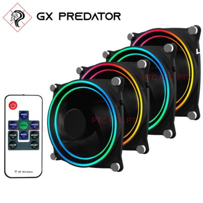 4 Pack 120mm Dual Ring RGB Fan GX DBB computer PC case cooling w Wireless Controller