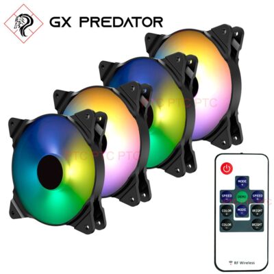 4 Pack 120mm RGB Hydraulic Bearing Fan GX Rainbow-C2 computer PC case w/ RGB Controller