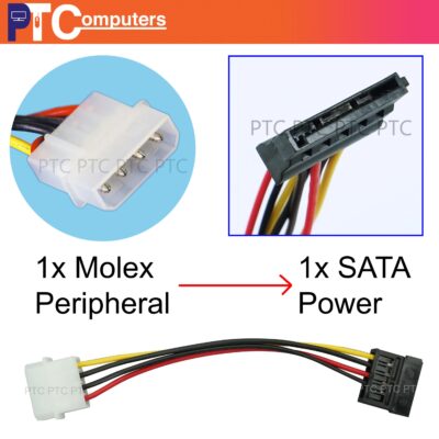 15cm 4 pin Peripheral Molex power to 15 pin SATA Power converter Cable for PC