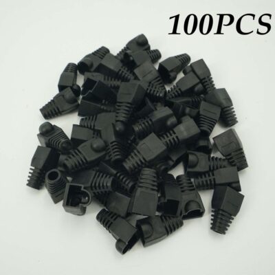 100x Soft Plastic Cat6 Cat 5e Cat5 Ethernet RJ45 Cable Connector Boots Plug Cover-Black