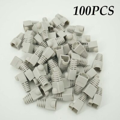 100x Soft Plastic Cat6 Cat 5e Cat5 Ethernet RJ45 Cable Connector Boots Plug Cover-Grey