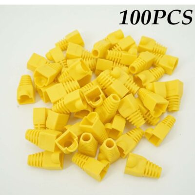 100x Soft Plastic Cat6 Cat 5e Cat5 Ethernet RJ45 Cable Connector Boots Plug Cover-Yellow