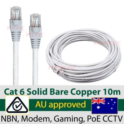 Cat6 10M UTP Ethernet Network Solid Copper Cable CCTV POE IP Camera 1000Mbps