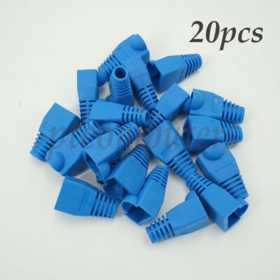 20x Soft Plastic Cat6 Cat 5e Cat5 Ethernet RJ45 Cable Connector Boots Plug Cover-Blue