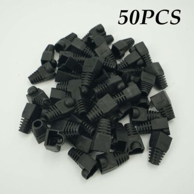 50x Soft Plastic Cat6 Cat 5e Cat5 Ethernet RJ45 Cable Connector Boots Plug Cover-Black