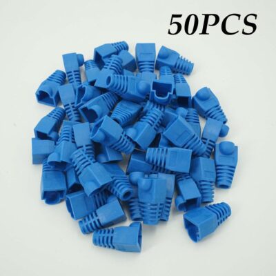 50x Soft Plastic Cat6 Cat 5e Cat5 Ethernet RJ45 Cable Connector Boots Plug Cover-Blue