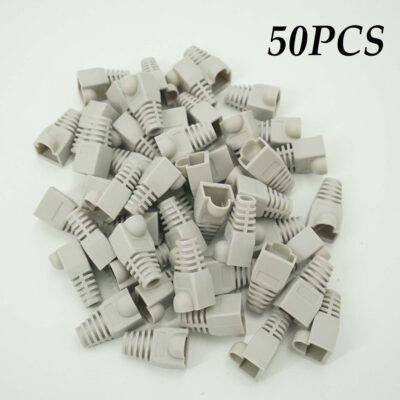50x Soft Plastic Cat6 Cat 5e Cat5 Ethernet RJ45 Cable Connector Boots Plug Cover-Grey