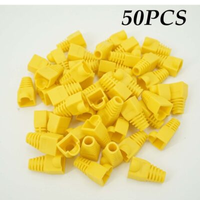 50x Soft Plastic Cat6 Cat 5e Cat5 Ethernet RJ45 Cable Connector Boots Plug Cover-Yellow