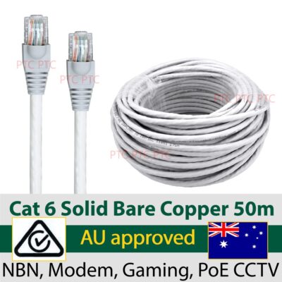 Cat6 50M UTP Ethernet Network Solid Copper Cable CCTV POE IP Camera 1000Mbps