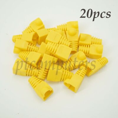 20x Soft Plastic Cat6 Cat 5e Cat5 Ethernet RJ45 Cable Connector Boots Plug Cover-yellow