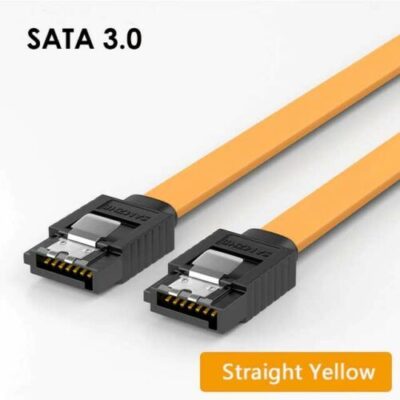 SATA 3.0 Data Cable 6Gbps extender with straight lead clip for HDD SSD Yellow