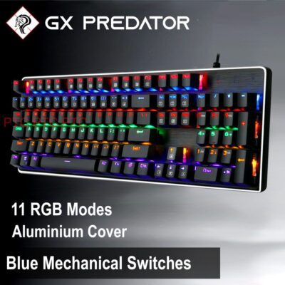 GX KG901 RGB Mechanical Gaming Keyboard, 104 Keys USB wired computer PC keyboard, Full Anti-Ghosting US layout