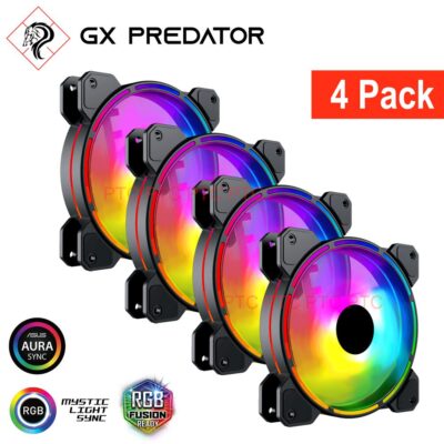 4 Pack triple light ARGB LED Fan computer PC Gaming case Cooling CPU Cooler 120mm