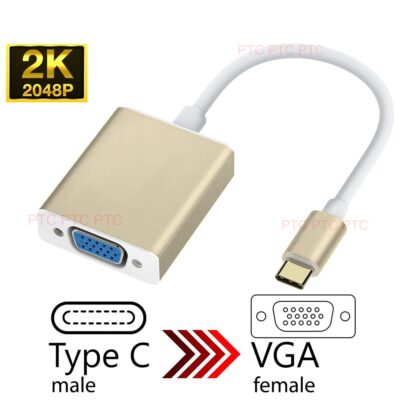USB 3.1 Type-C to VGA Female Video Cable Adapter converter 4K/2K UHD