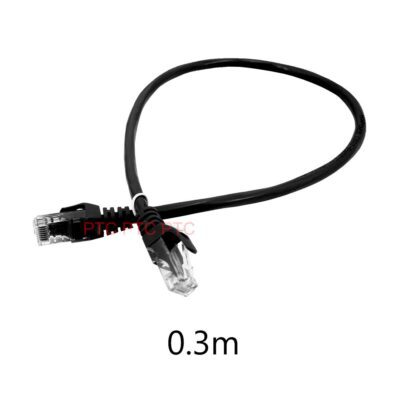 0.3m/30cm Cat6 RJ45 UTP Ethernet Network Cable, Lan Data Patch lead, 23AWG 1000Mbps-black, for Network switch, Server panel, Modem Router, PC Laptop