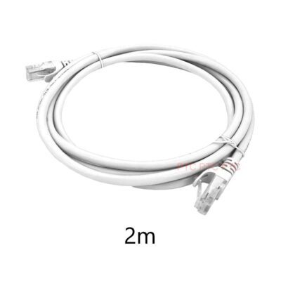 2m Cat6 RJ45 UTP Ethernet Network Cable, Lan Data Patch lead, 23AWG 1000Mbps-white, for Network switch, Server panel, Modem Router, PC Laptop