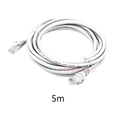 5m Cat6 RJ45 UTP Ethernet Network Cable, Lan Data Patch lead, 23AWG 1000Mbps-white, for Network switch, Server panel, Modem Router, PC Laptop