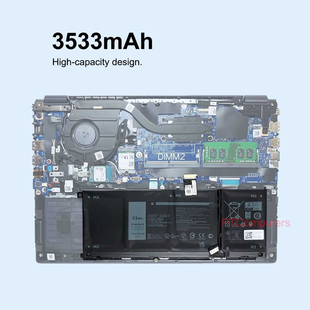 15V 53Wh H5CKD 7T8CD TXD03 Laptop Battery Compatible for Dell Latitude 3410 3510 Vostro 5300 5301 5401 5501 Inspiron 5300 5401 5408 5501 5508 5400 5406 7405 7300 7500 7506 2-in-1 Silver Edition - Image 6