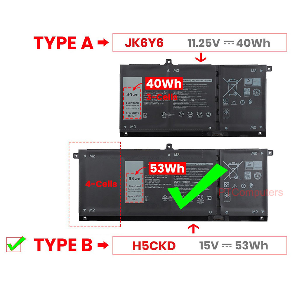 15V 53Wh H5CKD 7T8CD TXD03 Laptop Battery Compatible for Dell Latitude 3410 3510 Vostro 5300 5301 5401 5501 Inspiron 5300 5401 5408 5501 5508 5400 5406 7405 7300 7500 7506 2-in-1 Silver Edition - Image 3