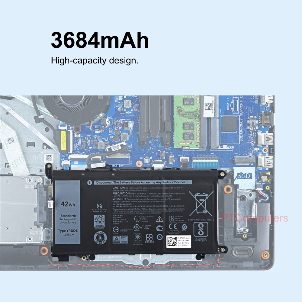 11.4V 42Wh YRDD6 0YRDD6 Laptop Battery Compatible with Dell inspiron 15 5585 5590 5593 5594 5598 Vostro 5581 5590, Inspiron 15 3582 3584 3593 3501 3502 3505 17 3793 - Image 6