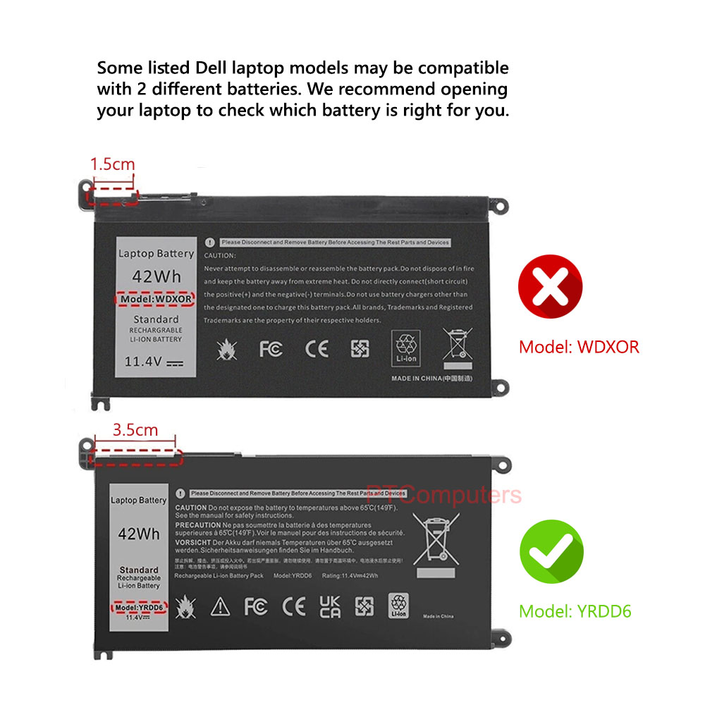11.4V 42Wh YRDD6 0YRDD6 Laptop Battery Compatible with Dell inspiron 15 5585 5590 5593 5594 5598 Vostro 5581 5590, Inspiron 15 3582 3584 3593 3501 3502 3505 17 3793 - Image 3