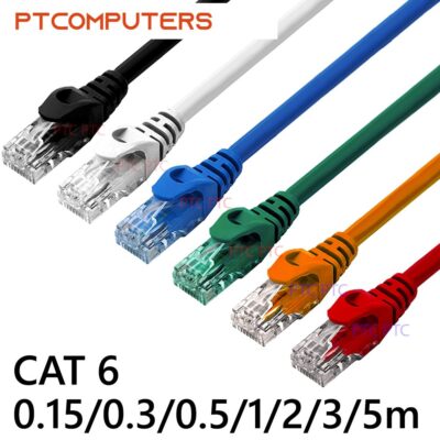 0.15m 0.3m 0.5m 1m 1.5m 2m 3m 5m RJ45 CAT6 Ethernet Cable, Cat 6 Network LAN Patch Cable Data lead, 23AWG 1000Mbps, Blue White Black Green Red Orange