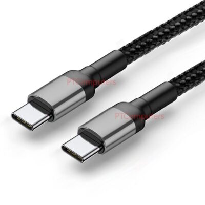 USB-C to USB-C Cable, PD 60W Fast Charging Data Lead, Nylon Braided USB Type C Quick Charge Cord for iPhone 15, Samsung Mobile Phone Charge, Black 1m