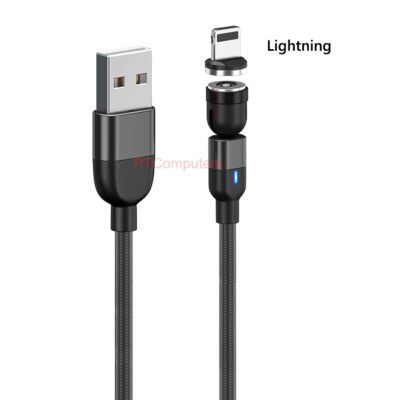 540 Magnetic Charging Cable, QC 3.0 Fast Phone Charger Cord, Data Sync Nylon Braided Lead, Magnetic iPhone Charging Charger Cord, 0.5m Black