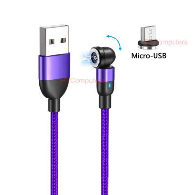 540 Magnetic Charging Cable, QC 3.0 Fast Phone Charger Cord, Data Sync Nylon Braided Lead, Magnetic Micro USB Charging Charger Cord for Samsung, 0.5m purple