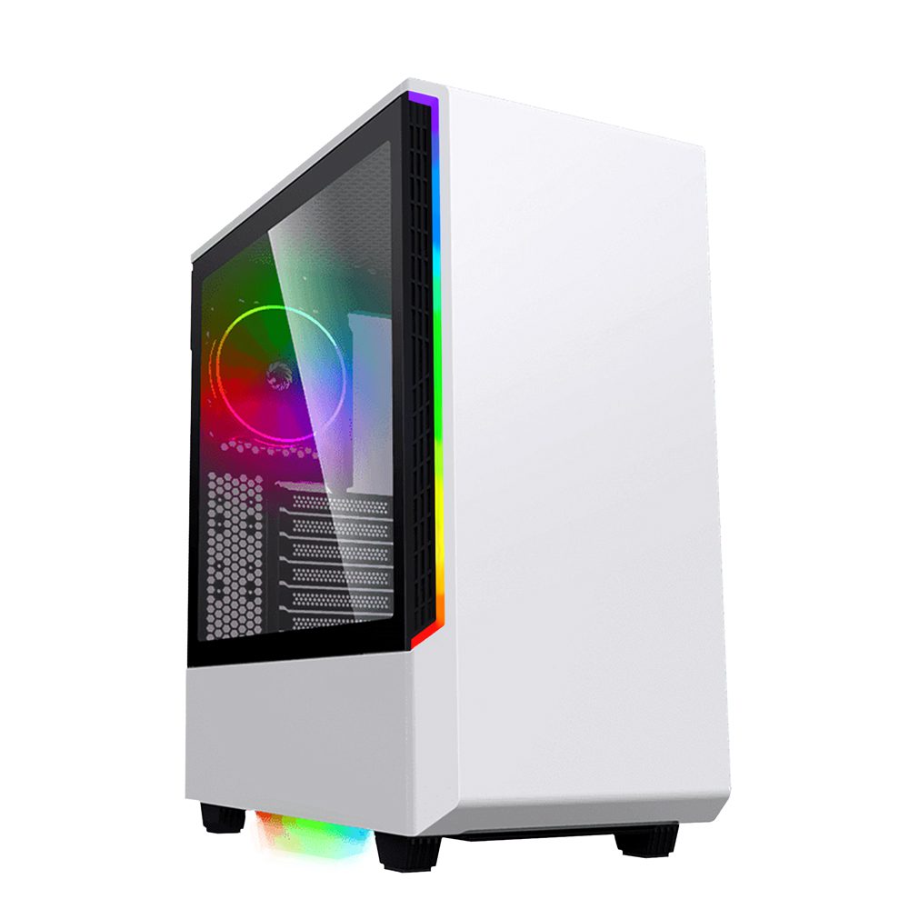 paladin gaming pc case white mid tower tempered glass – PTComputers