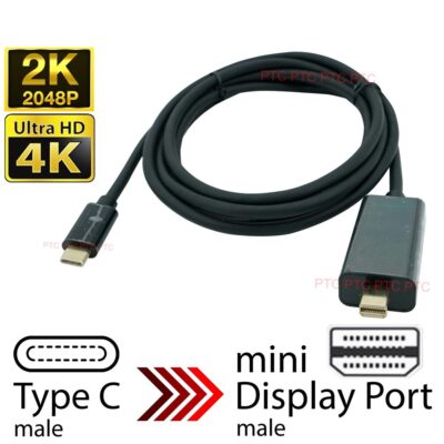 USB-C USB 3.1 Type C to Mini DisplayPort DP Male Cable 4K@60Hz 1.8m MacBook