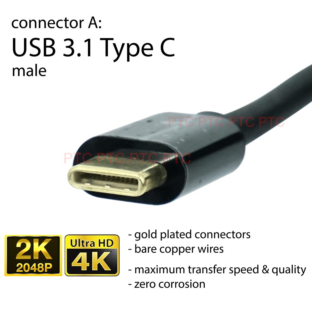 Gold-Plated USB-C Male To Male 10Gbps 4K 60Hz USB 3.1 Type-C