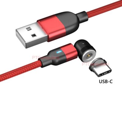 540 Magnetic Charging Cable, QC 3.0 Fast Phone Charger Cord, Data Sync Nylon Braided Lead, Magnetic USB-C Type C Charging Charger Cord, 0.5m red